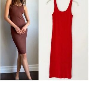 Wilfred red Bodycon Midi Dress Scoop Neck Sleeveless Small